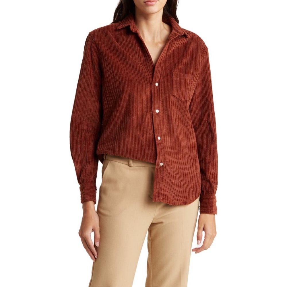 Frank & Eileen Eileen Relaxed Fit Corduroy Button-Up Shirt in Toffee Size XS
